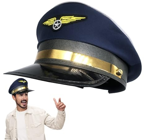 Pilot Hat-Captain Costume Hat by , Retro Aviation Theme Cap | Ideal Halloween Accessory for Men, Women or Kids Great for Cosplay, Events