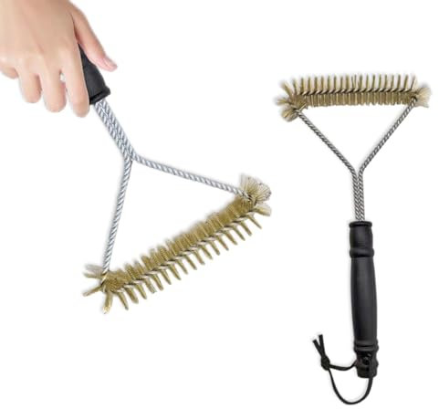 GGUFAY Brosse de Barbecue,12 pouces/30.5 cm BBQ Outils Accessoire Barbecue, avec Poils en Laiton, Brosse en Acier Inoxydable,Poignée Ergonomique Antidérapante,pour Nettoyer Les Grilles et Plaques