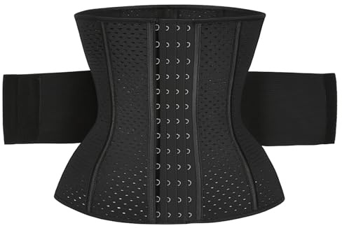 Waist Trainer & Back Support Belt – Lower Back Pain Relief Lumbar Brace with Removable Metal Support, Adjustable Compression Waist Cincher for Posture & Workout (Black, S)