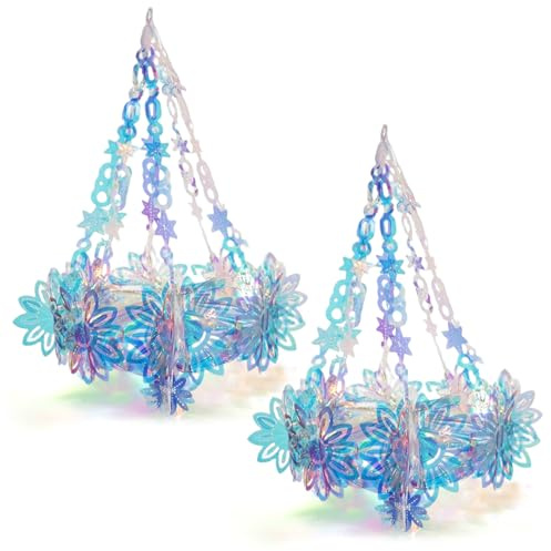 2 pièces décorations de fête irisées, lustre arc-en-ciel à suspendre pour décoration de fête d'anniversaire mariage, fournitures toile fond mariage 14 pouces à suspendre au plafond bri