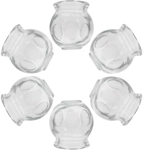 Hohopeti Lot de 6 Ventouses Thérapeutiques en Verre Effet de Succion Puissant pour Massage Corporel et Amélioration Circulation Sanguine