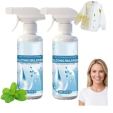 tkerinse 10 FL Oz Clothing Emulsifier, Professional Non Ionic Emulsifier Clothing Cleaner, Powerful Laundry Stain Remover Spray, Fabric Conditioner Restore Spot Cleaner for Clothes Grease Oil (2pcs)