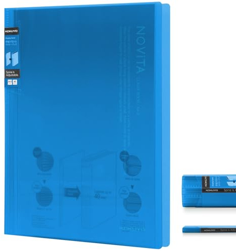 Kokuyo 40-Pocket Binder with Plastic Sleeves 8.5x11 (Light Blue), A4 and US Letter Expandable Art Portfolio Folder with Clear Sheet Protectors. 80 Pages of Presentation Display Book. (RA-N40LB)