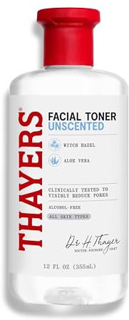 Thayers Lotion tonique douce Sans Parfum - Hamamélis & Aloe vera bio - hydratation & pores resserrés - sans cruauté envers les animaux - sans alcool - vegan - 98% d'ingrédients naturels - 355 ml