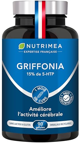 GRIFFONIA PUR - 150 mg/jour - Diminue Stress & Anxiété - Trouble de l’Attention du Sommeil - Poudre de Graines de Griffonia Simplicifolia - 90 Gélules Vegan - Nutrimea - Fabriqué en France