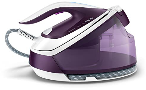 Philips PerfectCare Compact Plus Ferro da Stiro con Caldaia - 2400W, Colpo di Vapore 450g, Pressione 6,5 Bar, Tecnologia OptimalTEMP, Serbatoio 1,5 l, Viola/Bianco (GC7933/30)