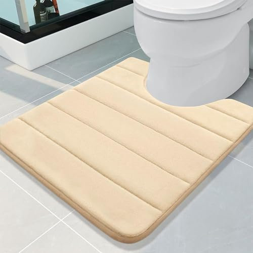 Homaxy - Memory Foam Badvorleger - rutschfeste Rückseite - Weich - Wasserabsorbierend - für WC und Badezimmer - Memory Foam - Beige 50 x 60 cm