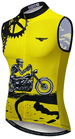weimostar Maillot de ciclismo de los hombres de la bicicleta sin mangas chaleco de bicicleta de carretera Ropa de montar carreras MTB Camisa de montaña equitación deportes superior amarillo XXXL