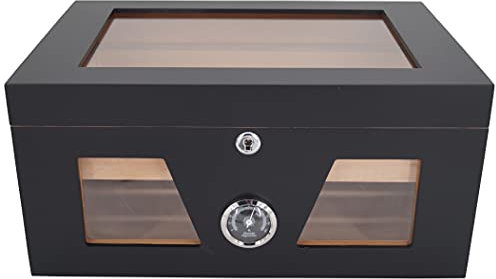 GERMANUS Humidor - Cassapanca con finestra, colore: Nero
