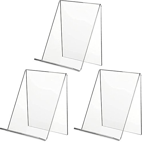 Presentoir Livre Plexiglas, 3 Pièces Support de Livre, Présentoir de Livre En Acrylique, Serre Livre Transparent, Plastique Porte-Livre pour Livre de Dépliants, Affiche Menu, Magazine Brochure