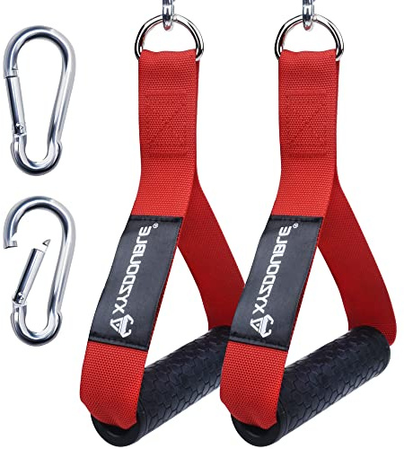 Resistance Bands Handle Cable Attachments Heavy Duty Cable Machine Attachment Fitness Grip with Solid ABS Cores Durable Carabiners for Cables Crossover LAT Pull Down Home Gym Red