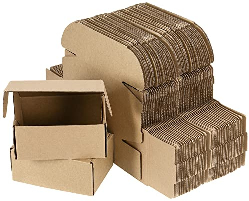 ZOENHOU 50-pack 150 mm x 100 mm x 60 mm korrugerade fraktlådor, bruna små korrugerad kartong, post, flyttbara förpackningar, presentlådor, 6 x 4 x 6,4 tum