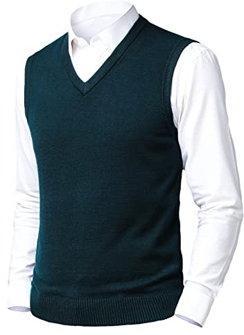 OlyljpinZ Mens Relax Fit V Neck Vest Cashmere Wool Blend Knitted Gilets Sweater Sleeveless Jumper Vest Knitwear Waistcoat
