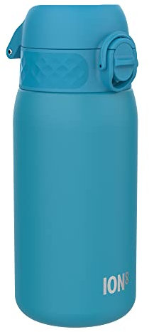 ION8 Vacuum Insulated Steel Water Bottle, 320 ml/11 oz, Leak Proof, Easy to Open, Secure Lock, Dishwasher Safe, Carry Handle, Metal Water Bottle, ThermoShield Stainless Steel, Blue