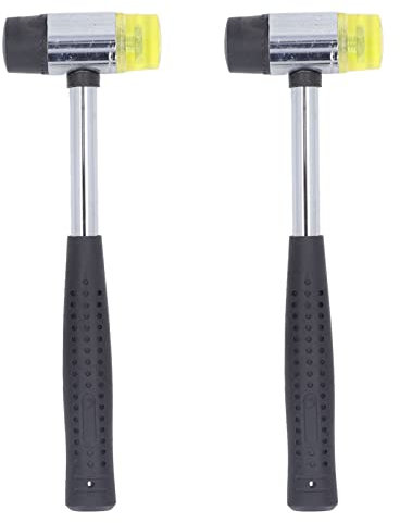 HERCHR Rubber Mallet Hammer Tool, 2 Pack Double Faced Soft Mallet Jewelers Metal Mallet with Ergonomic Shape Nonslip Handle for Crafts Jewelry