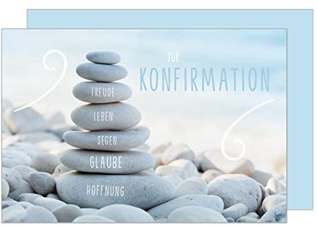 Edition Seidel Premium Glückwunschkarte zur Konfirmation mit Umschlag. Konfirmationskarte Karte Grusskarte Steine Strand Junge Mädchen (KF307 SW023)