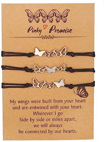 SIXDUTON 2/3 Pezzi Braccialetti Amicizia, Migliori Amici Amicizia Distanza Corrispondenza Braccialetti, Regali per Donne e Ragazze (Stile con tre farfalle)