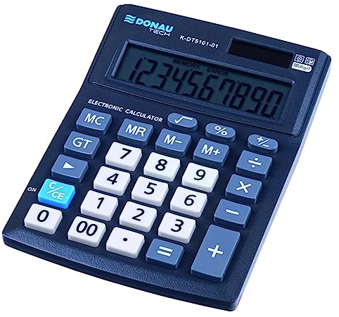 Calculadora de Escritorio Donau Tech Office K-DT5101-01/ Pantalla de 10 dígitos/ 137 x 101 x 30 mm/Color: Negro/Calculadora Solar de Doble alimentación - Funcionamiento con Pilas/Diseño Compacto