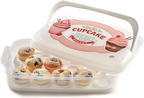 Snips | Cupcake-Halter 7 Liter weiß | Süßigkeitenbehälter | dekorierte Dose mit Tablett | Made in Italy | BPA-Frei