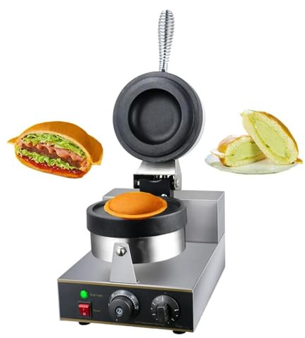 FUYAO Electric Ice Cream Waffle Maker, Round Hamburger Waffle Maker For Commercial Waffle Cooking, Adjustable Temperature From 50~300 ℃, Home Use
