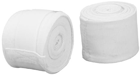 TYTOGE 2 Stück Boxbandagen aus Baumwolle, 5 M, Schnell Trocknend, Halbelastisches Hakenschlaufen-Design, Sport-Handbandagen Kickboxen, Muay Thai (Weiß)