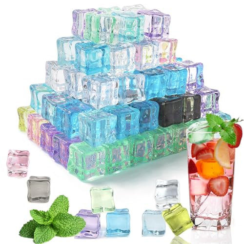 GZLCEU 120 cubetti di ghiaccio decorativi, 18 mm, per oggetti di scena, acquario, feste, creazione fai da te (15 pezzi in 8 colori)