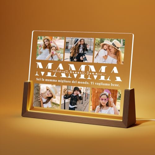 LUCKOR Festa Della Mamma Idee Regalo - Lampada Personalizzata con Foto - Cornice Festa Della Mamma - Regali Festa Della Mamma Originali, Regalo Donna Originale Utile, Regalo Mamma Natale