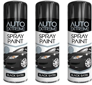 PNJB All Purpose Satin Aerosol Spray, Clear Durable Appearance, High Performance, Fast Drying Solution, High Performance, Multipurpose Black Satin Aerosol 250 ml (3 Pcs)