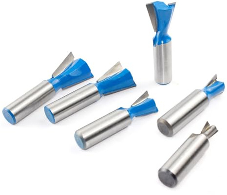 6pcs 12mm Shank 1/2 Dovetail Joint Router Bits Set 14 Degree Woodworking Engraving Bit Milling Cutter For Wood(12mm shank)