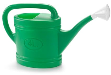 CABLEPELADO Regadera de Plástico de 4L, con Asa y Cabezal Efecto Lluvia, Regadera de Jardín para Interior y Exterior, Pico Extraíble, Verde
