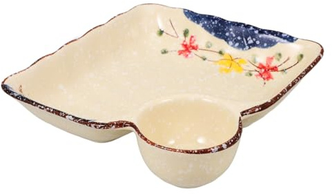 TOPPERFUN Piatto Per Ravioli Con Scomparto Per Salsa Vassoio Da Portata Per Alimenti Piattini Per Sushi e Cibo Da Servire