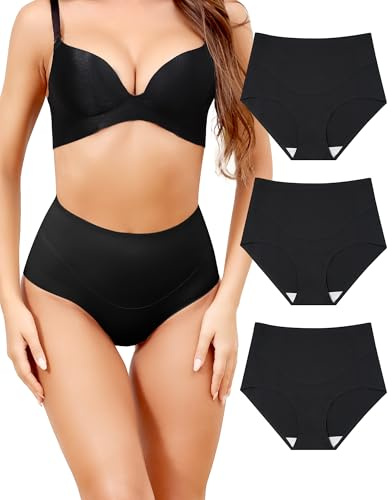 Aijolen Culotte Gainante Femme Ventre Plat Gaine Amincissante Culottes Sculptantes Taille Haute Slip Dim sous-Vêtements Invisible Slips sans Couture Shapewear Lot de 3 S-XXL