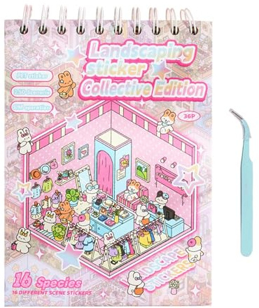 Livre d'autocollants 3D – Scène de dessin animé Grands autocollants | Livre créatif mignon pour développer les compétences à la maison, jouer, garçon, adultes, voyage, école, fille d'âge préscolaire