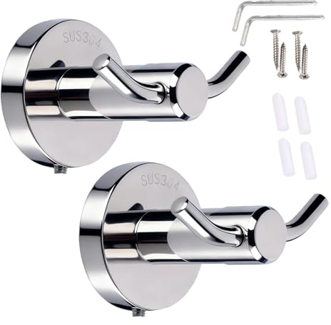 Gancio per asciugamani in acciaio inox per montaggio a parete, gancio da bagno per praticare asciugamani, doppio design con gancio per asciugamani, gancio per abiti e asciugamani, gancio da parete per