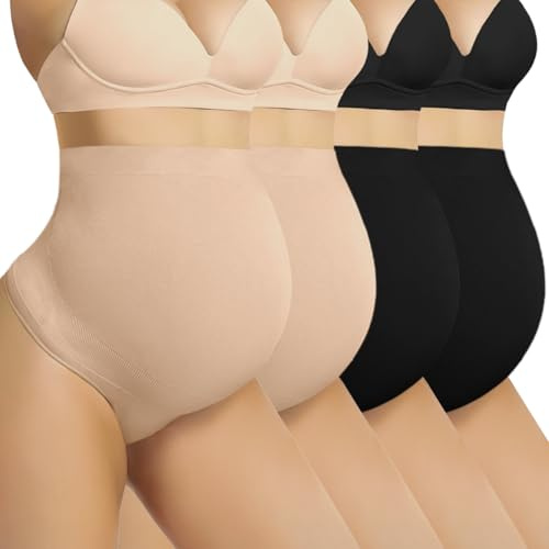 Diawsome Maternity Underwear Thong Over Bump - Pregnancy Shapewear Over Belly Support Seamless Pregnant Panties for Women