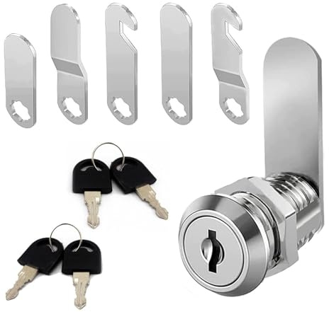 Cabinet Lock, 18mm Multi-Purpose 5 Locks Plate 4 Keys Cam Lock, Durable Multi-Function Letter Box Lock, Universal Locker Locks for Cupboard, Cabinet, Letter Box, Barrel, Mailbox, Drawer