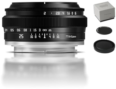 TTARTISAN 25 mm f2 E, APS-C-objektiv, manuellt fokus, spegellös kamera, kompatibel med E-Mount