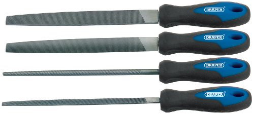Draper 44962 Engineers Metal Work File Set with Soft Grip, 200mm, 4 Pieces , Blue