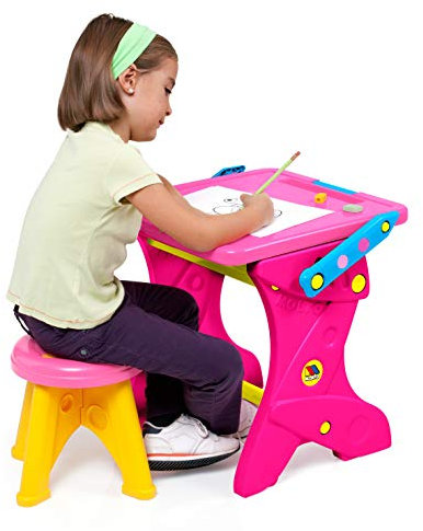 Molto | Scrivania per Bambini con Lavagna 2 in 1 | Tavola da Disegno per Bambini | Tavola da Disegno per Bambini con Accessori | Giocattoli educativi per Bambini | Bambini da 36 Mesi | Colore Rosa