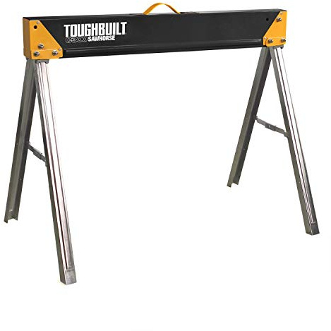 ToughBuilt - Folding Sawhorse/Jobsite Table - Sturdy, Durable, Lightweight, Heavy-Duty, 100% High Grade Steel, 1100lb Capacity, Easy Carry Handle - (TB-C300) - 1 Pack