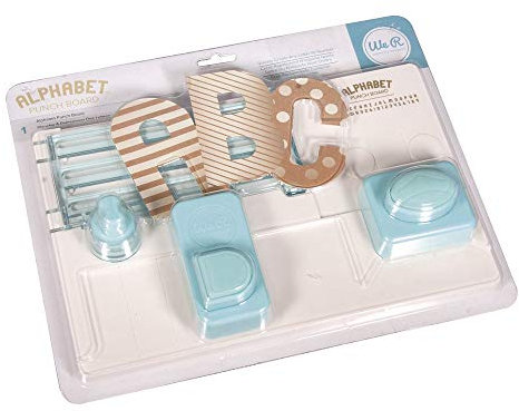 We R Memory Keepers Alphabet Punch Board, Schneidebrett für Buchstaben und Zahlen in einer Größe von 12,5 x 7,6cm, Blau