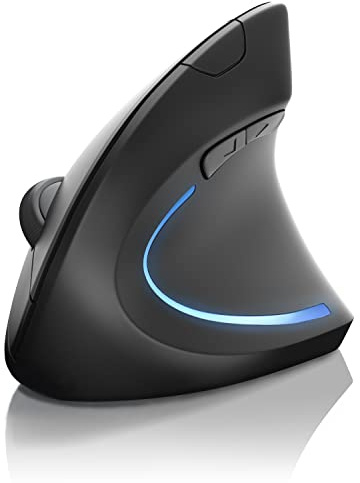 CSL - Souris Bluetooth sans Fil Optique Verticale, Bluetooth Version 4.0 Wireless Mouse, 800 à 1600 dpi, 6 Boutons, Ergonomique reposante pour Le Bras, Soulagement du Tennis Elbow, épicondylite