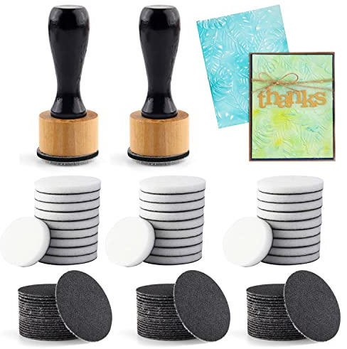 96Pcs/Set Ink Paints Blending Tool Mini Sanding Disks Round Foam Refills for Scrapbooking to Work on cardstock, Control of Ink Placement, Ink Blending Tool with Spare Pads for Rubber Stamping