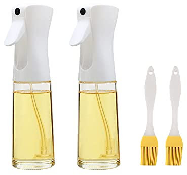 MXDHOKY 2 PCS Spray Huile, Vaporisateur D'huile et de Vinaigre, Spray Huile de Cuisine，200 ml, Avec Deux Brosses à Huile, pour Griller, Salades, Pâtisserie