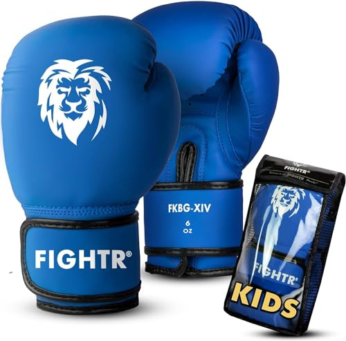 FIGHTR® Guanti da boxe per bambini con ottima vestibilità per la massima protezione | Junior ragazzi e ragazze | per boxe, MMA, Muay Thai, kickboxing e arti marziali 04 06 oz | con borsa per il