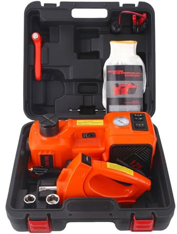 Trihelper Electric Car Jack Set 5 Ton Hydraulic Jack Car Lift Floor Jack with Integrated Tire Pump and Impact Wrench for Sedans SUV MPV Sedan Truck Change Tires Garage Repair