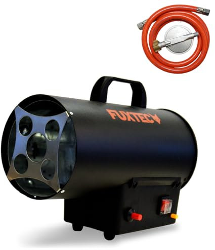 Generatore di calore a gas FUXTEC GH10-10 kW di potenza termica, 300 m³/h di portata d'aria calda, riscaldamento industriale gas butano - propano - adattatore italiano incluso