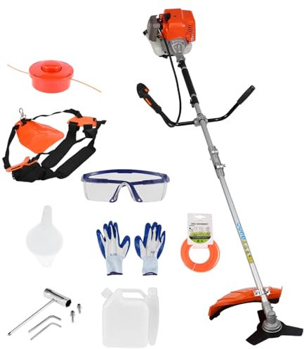 reukmuuc Desbrozadora de gasolina de 52 cc, cortador de cepillo de 2 tiempos con hoja y correa para el hombro, recortadora de césped inalámbrica, herbicida de mano, ideal para mantenimiento de jardín,