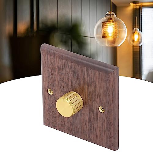 Dimmer Switch, with Brass Knob, Black Walnut Wood Dimming Switch, LED Lamp Dimmer Switch, for Home Light 200 to 250V