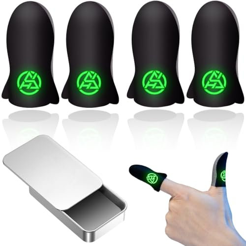 KUMSODE 4 Stück Mobile Game Finger Sleeve, Thumb Sleeves Touchscreen Fingerhülse Finger Handschuhe Daumenhülsen Fingerabdeckung Atmungsaktiv Anti-Schweiß Fingerlinge Gaming Finger Sleeves